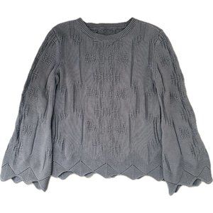 Rock & Roll Cowgirl Womens Gray Sz S Sweater Knitted Design Bell Sleeve Zigzag